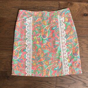 Lilly Pulitzer Colorful Lace Trim Skirt
